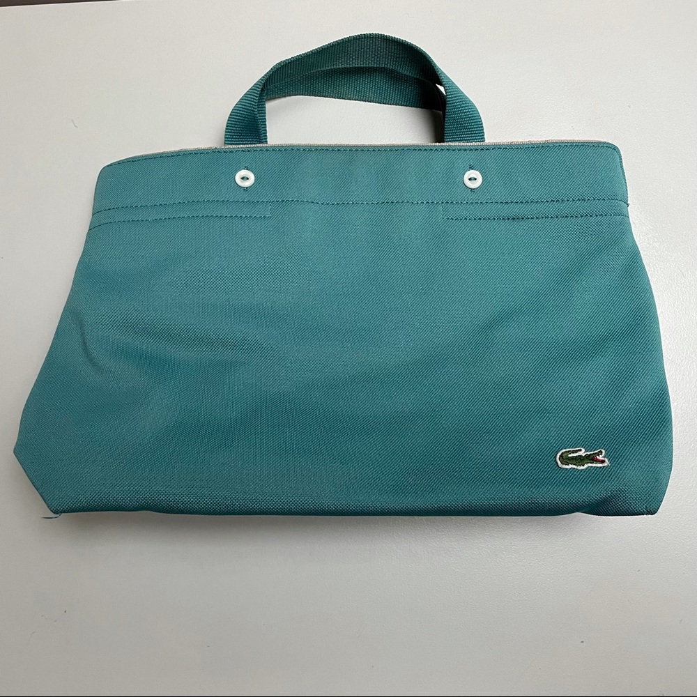 Lacoste Pique Cotton Mini Tote Bag Teal